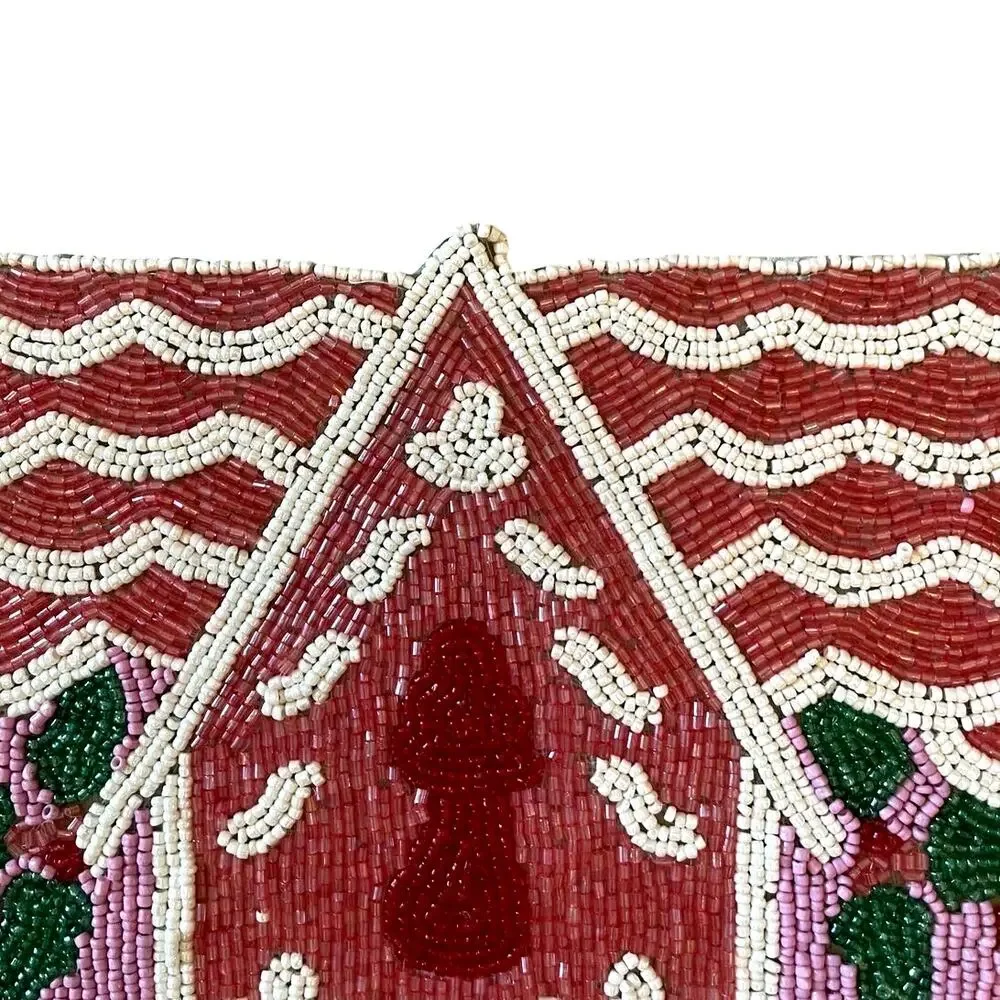 Tiramisu Pink Gingerbread Beaded Placemat 12x15 Christmas Holiday Decor New